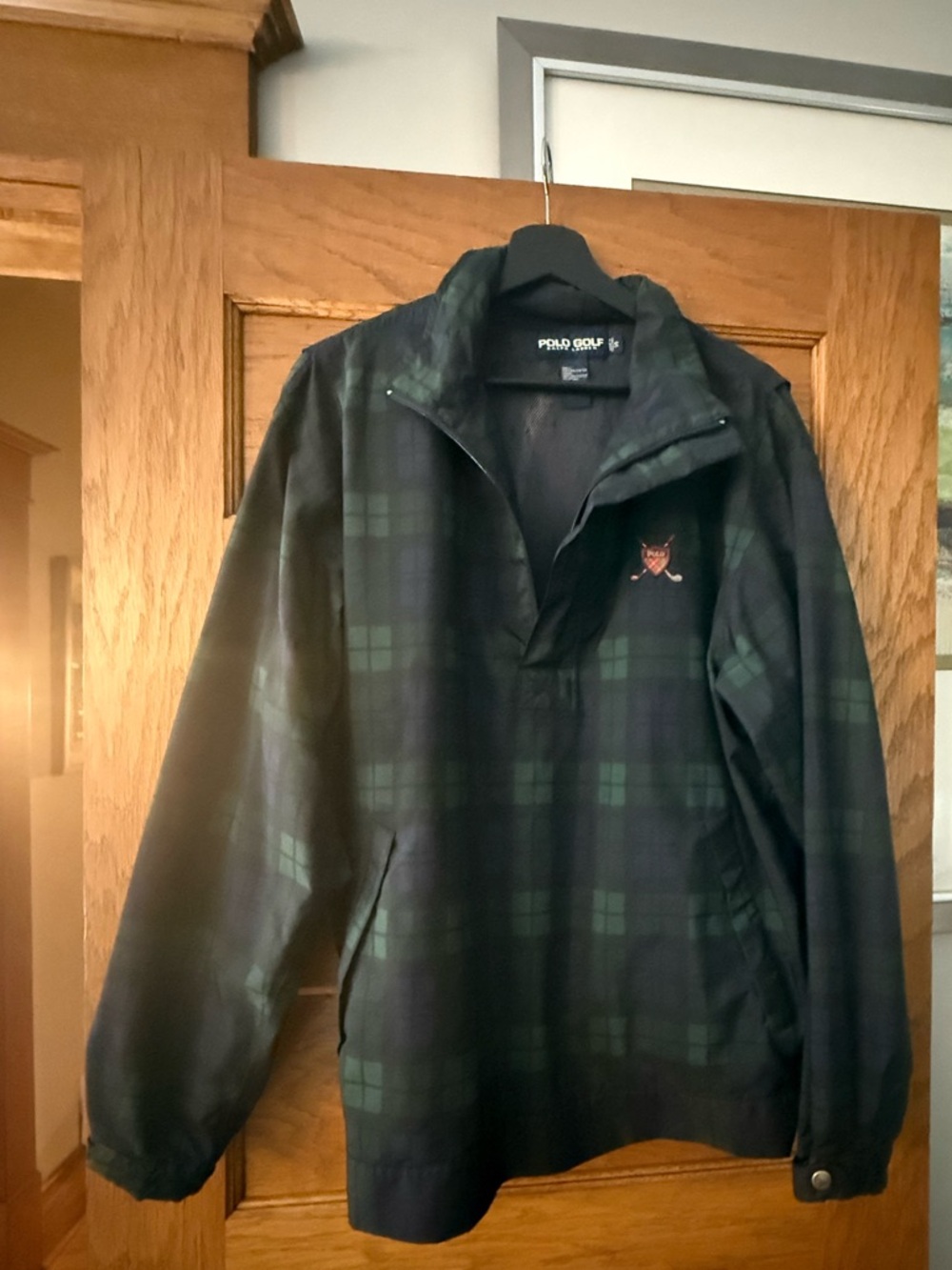 Vintage PGA Tour Black & Green Plaid Lightweight Pullover Jacket